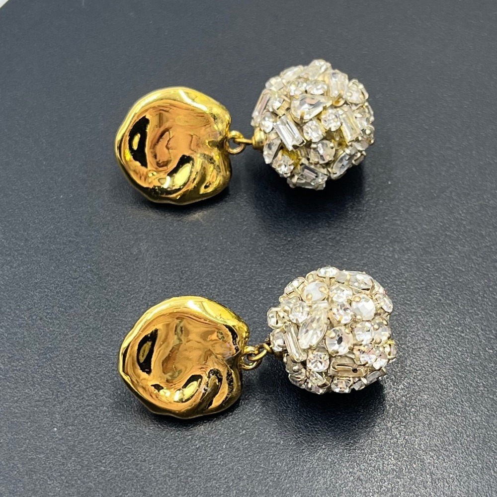 Lizzie Fortunato Gold Plated Coin And Crystal Ball Drop Meteor Shower Earrings